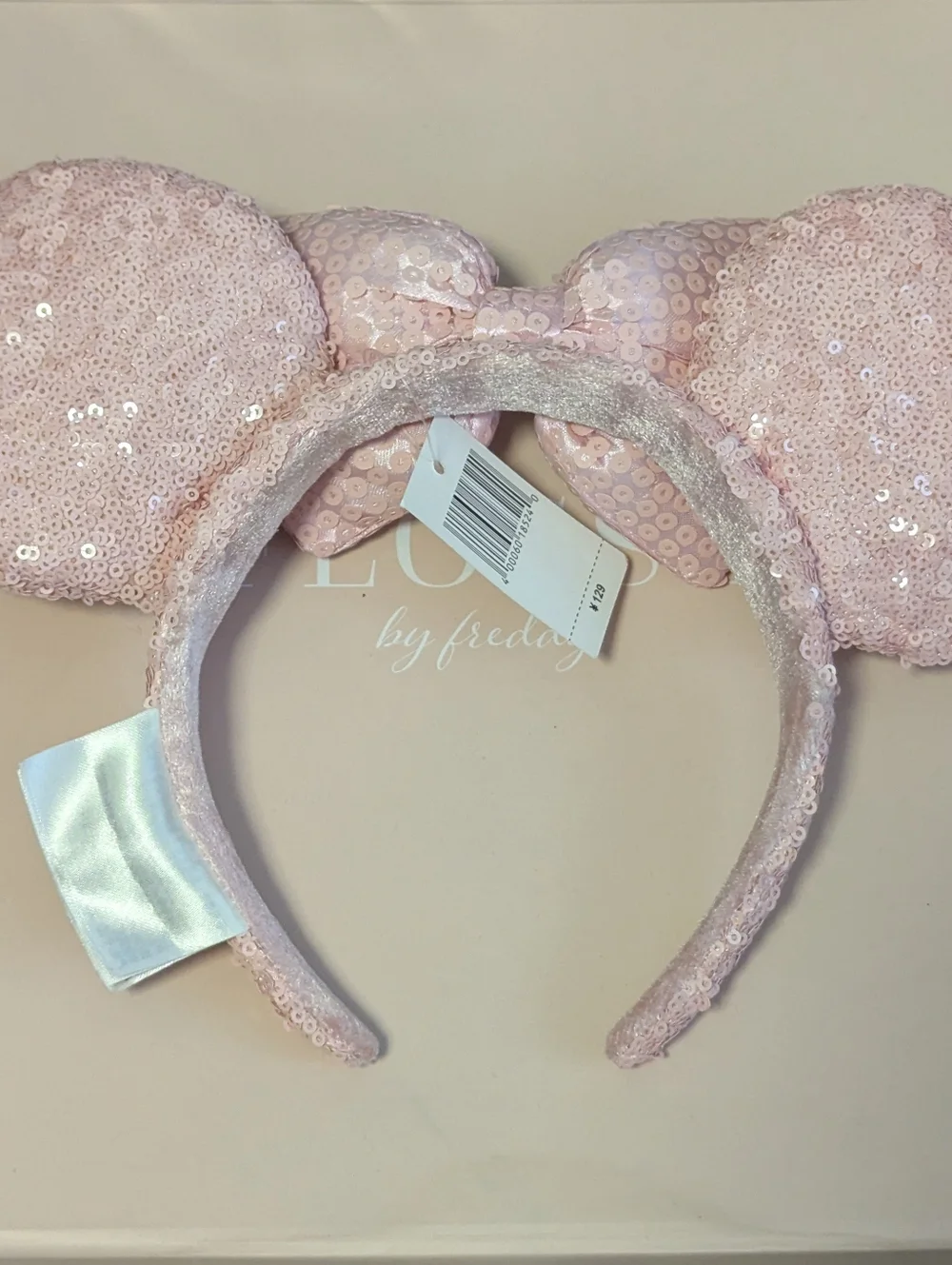 NWT! Disney Parks Minnenial Pink Sequin Ears Girly Baby Pink Headband Minnie Bow